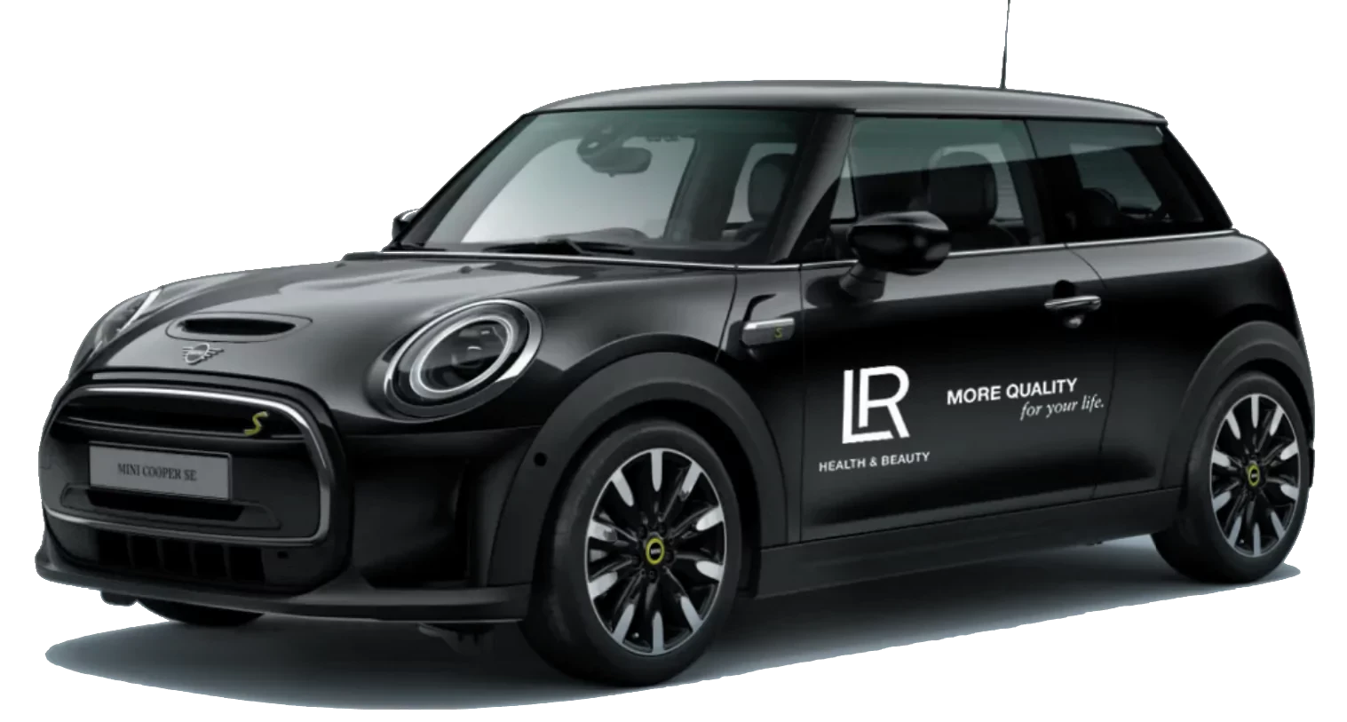 Černé auto Mini s logem LR